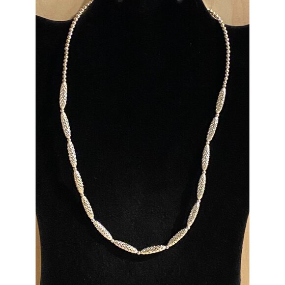 Antique Silver Beaded Necklace With Intricate Metalwork - Picture 1 of 1